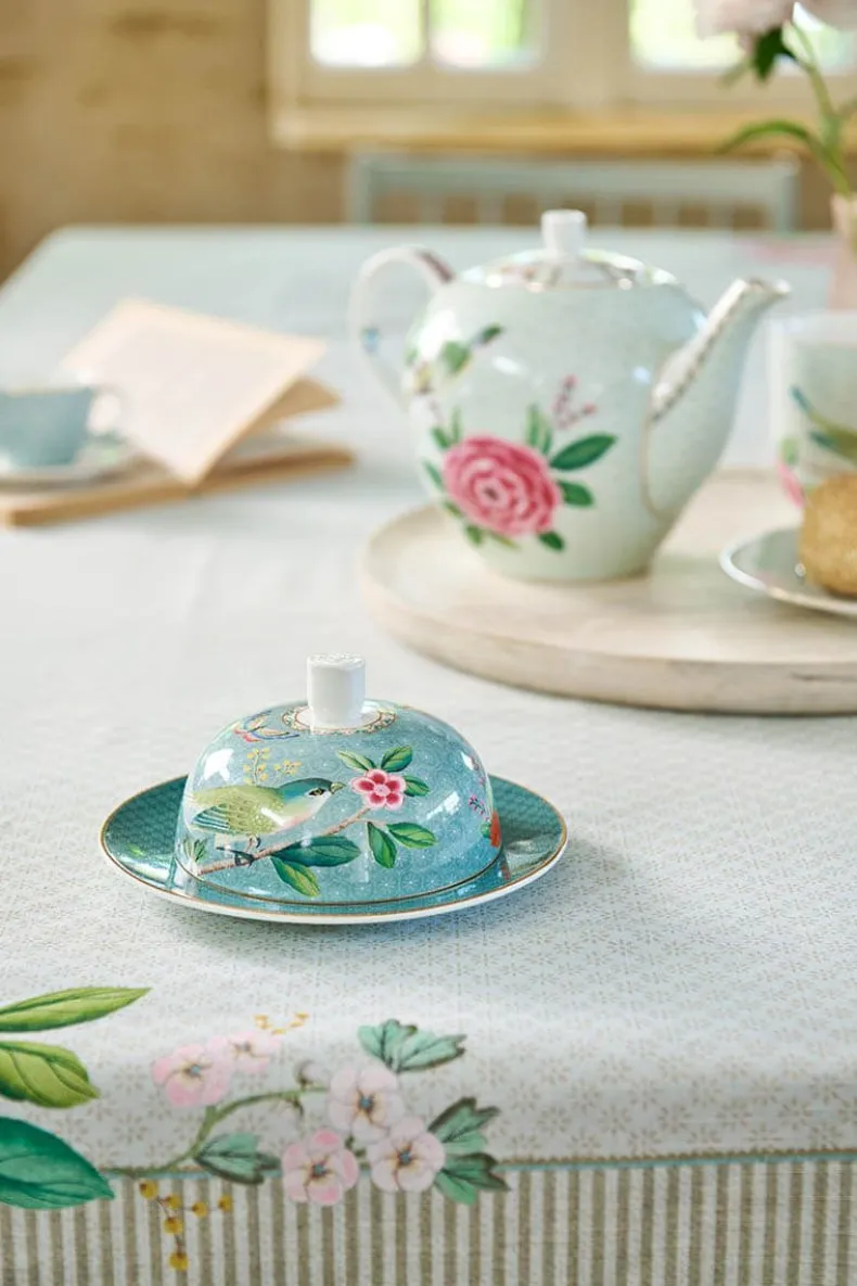 Blushing Birds Botervloot Rond Blue