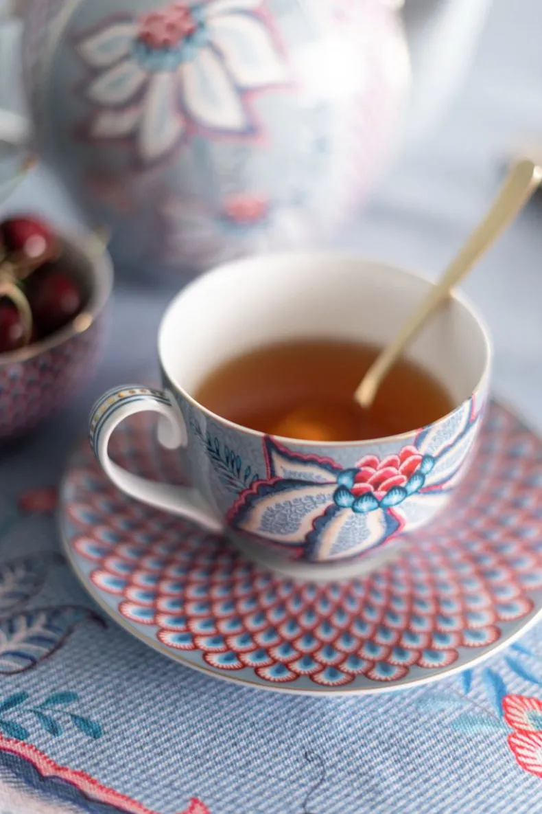 Flower Festival Cappuccino Kop & Schotel Lichtblauw