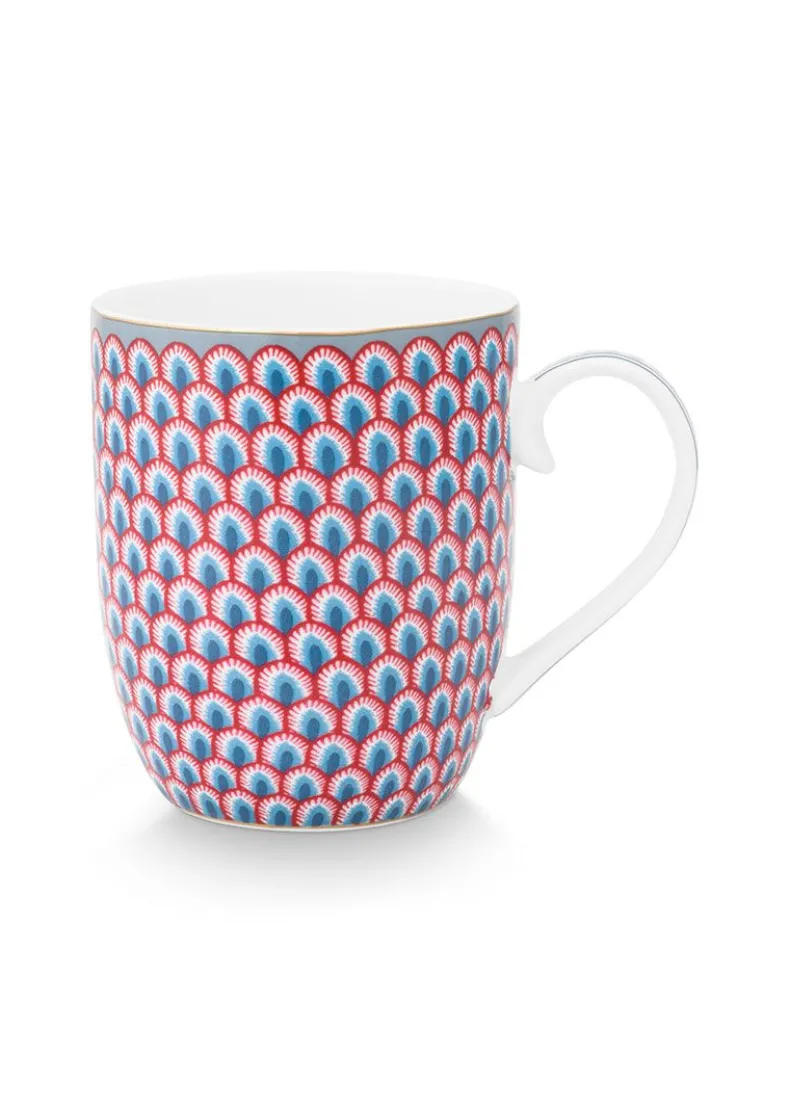 Flower Festival Mok Klein Rood/Lichtblauw