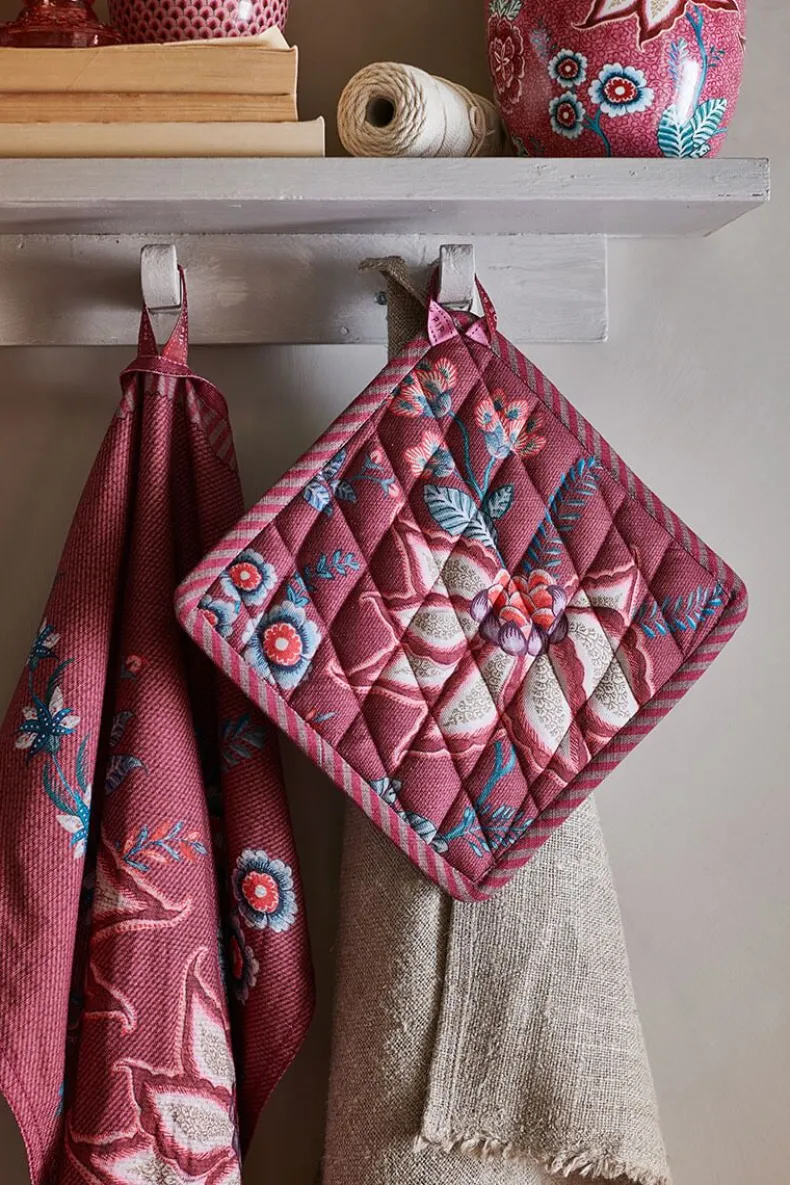 Flower Festival Pot Holder Square Dark Pink