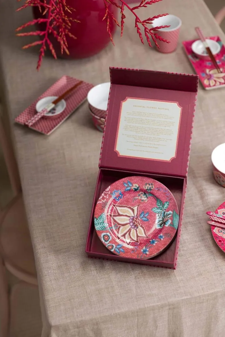 Flower Festival Set/4 Gebaksborden Donker 17Cm