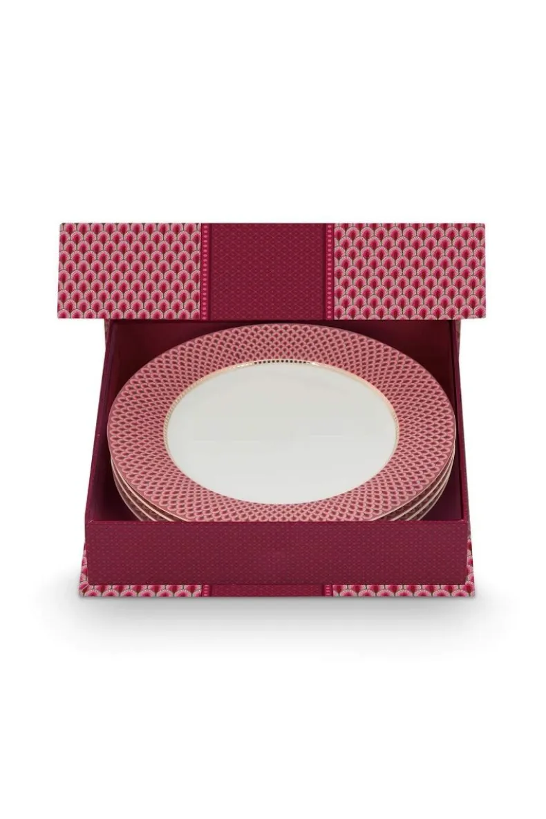 Flower Festival Set/4 Dinerborden Donker 26.5Cm