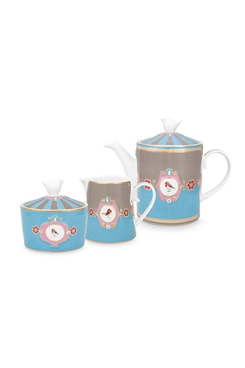 Love Birds Thee Set/3 Blauw/Khaki