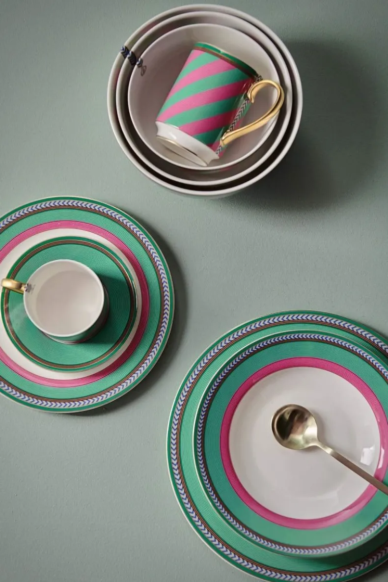 Pip Chique Stripes Ontbijtbord Roze/Groen 23Cm