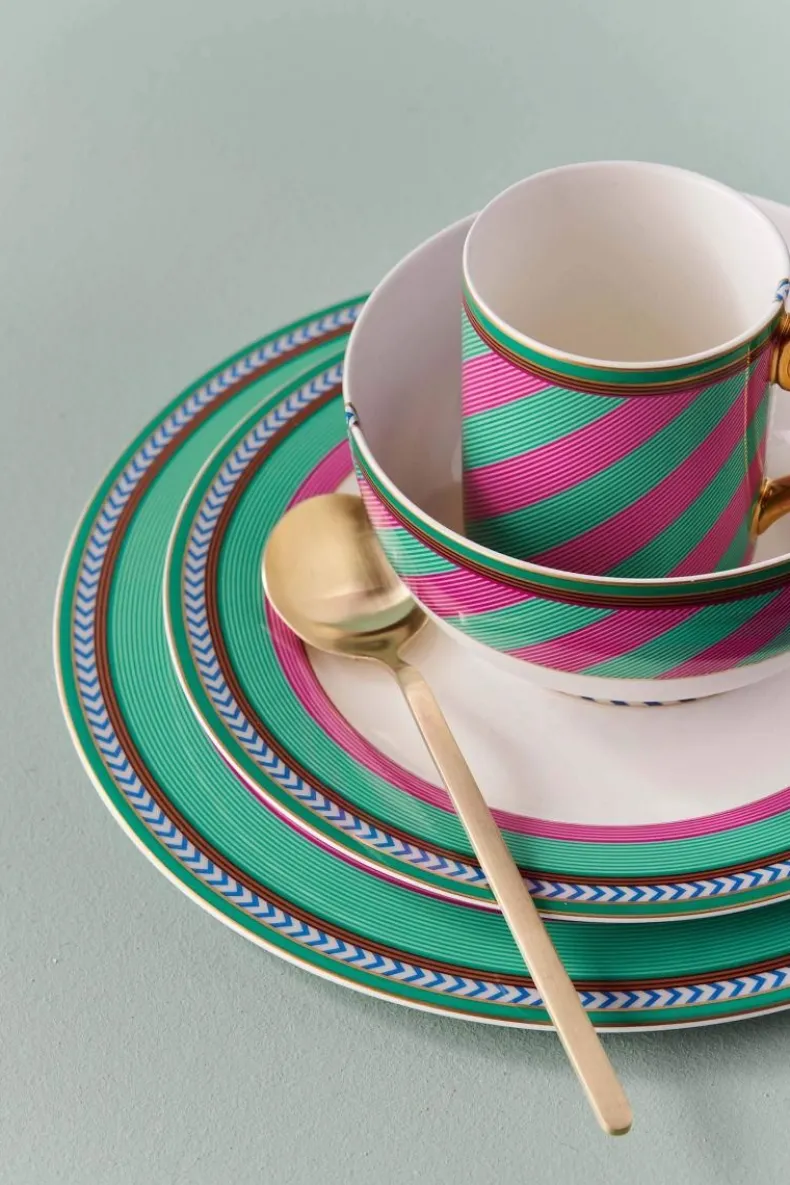 Pip Chique Stripes Ontbijtbord Roze/Groen 23Cm