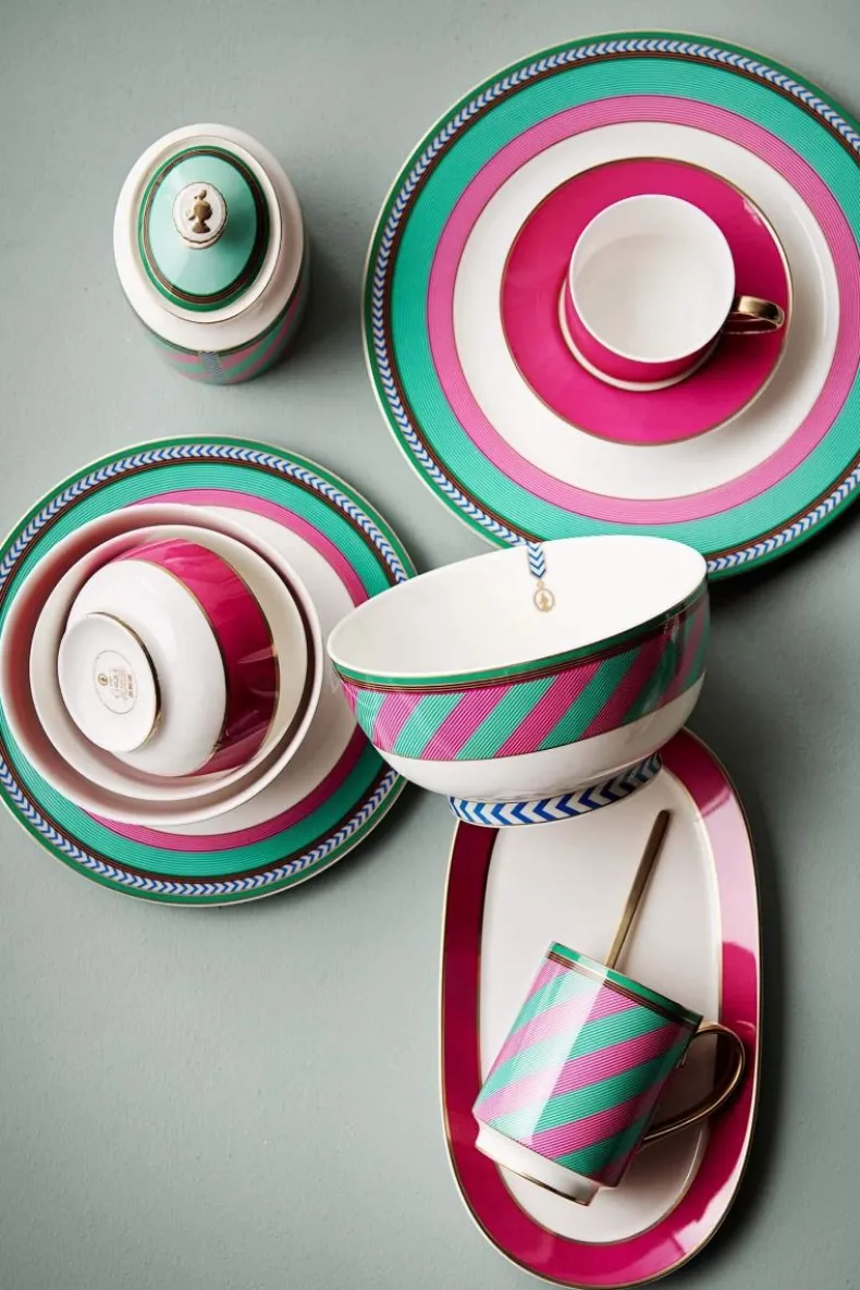 Pip Chique Stripes Ontbijtbord Roze/Groen 23Cm