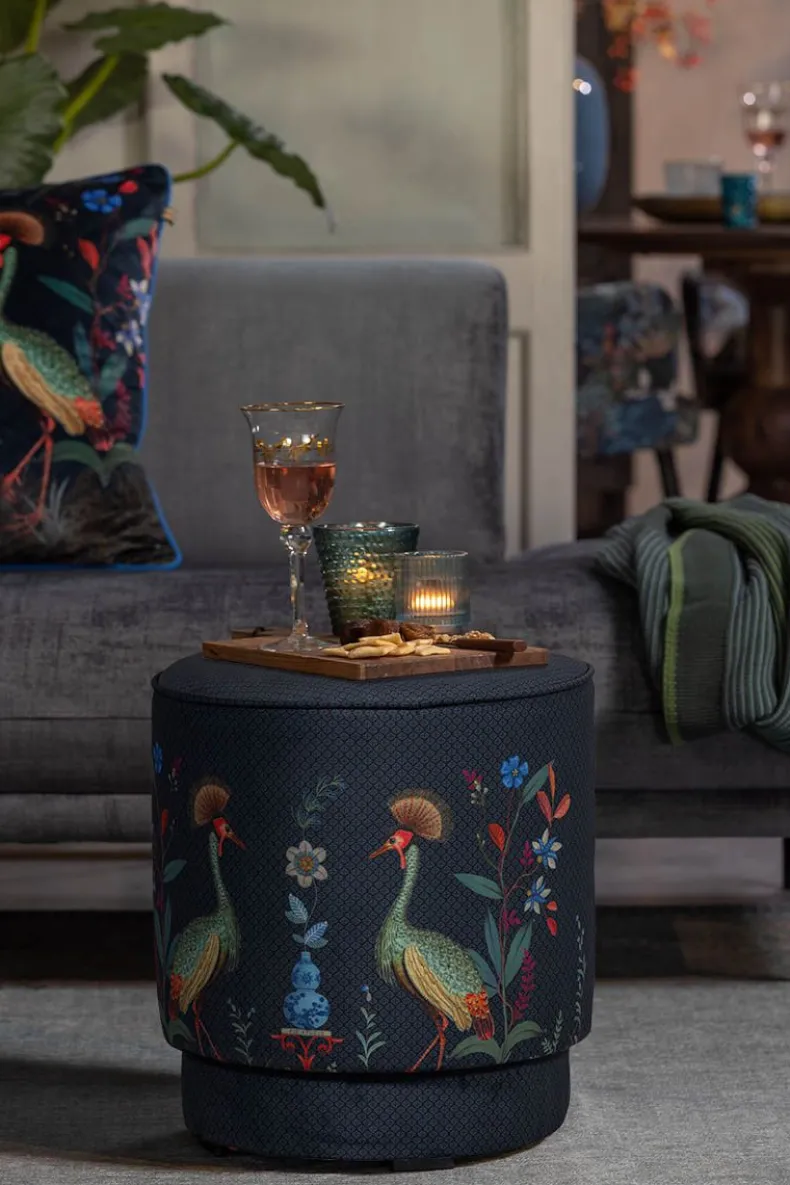 Poef Medium Flirting Birds Blauw