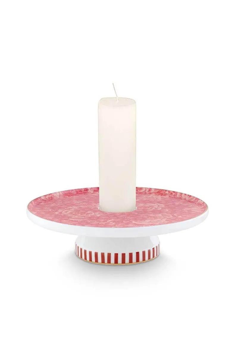 Royal Stripes Kaarshouder Bloemen Roze 14Cm